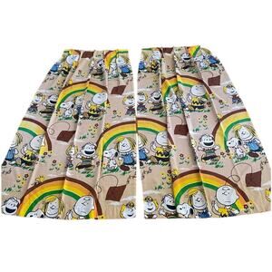 Vintage 70s Peanuts Charlie Brown Snoopy pinch pleat Curtains Drapes Set 2